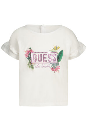 GUESS JEANS T-SHIRT MANICHE CORTE BAMBINA BIANCO