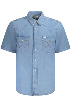 WRANGLER CAMICIA MANICHE CORTE UOMO AZZURRO