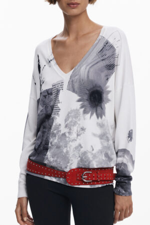 DESIGUAL MAGLIA DONNA BIANCO