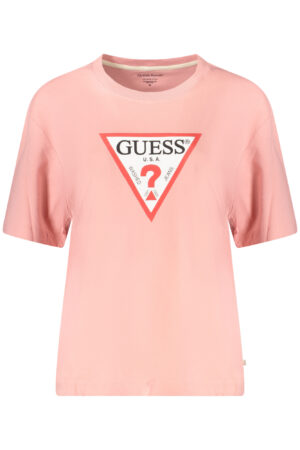 GUESS JEANS T-SHIRT MANICHE CORTE DONNA ROSA
