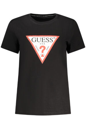GUESS JEANS T-SHIRT MANICHE CORTE DONNA NERO
