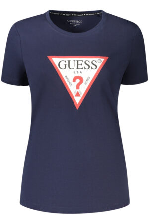 GUESS JEANS T-SHIRT MANICHE CORTE DONNA BLU