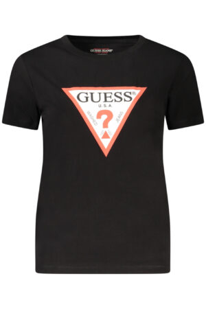 GUESS JEANS T-SHIRT MANICHE CORTE DONNA NERO