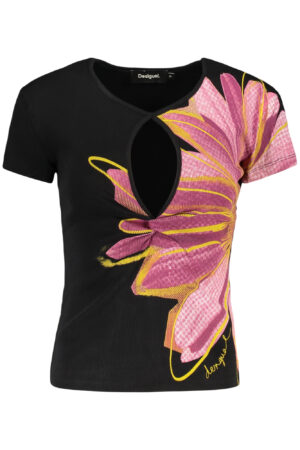 DESIGUAL T-SHIRT MANICHE CORTE DONNA NERO