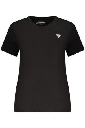GUESS JEANS T-SHIRT MANICHE CORTE DONNA NERO