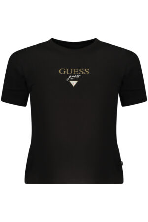 GUESS JEANS T-SHIRT MANICHE CORTE DONNA NERO