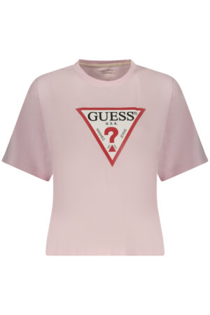 GUESS JEANS T-SHIRT MANICHE CORTE DONNA ROSA